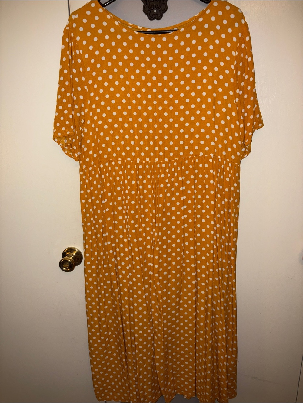 Women’s Mustard Polka Dot Short Sleeve Dress